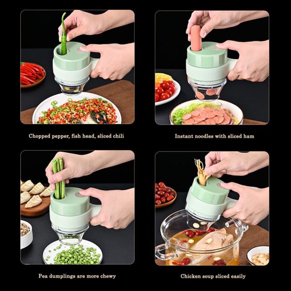 5 In 1 Handheld Hammer Electric Vegetable Cutter Set Mini Wireless Food Choppers Garlic Vegetable Chopper Slicer Machine ( Random Color)
