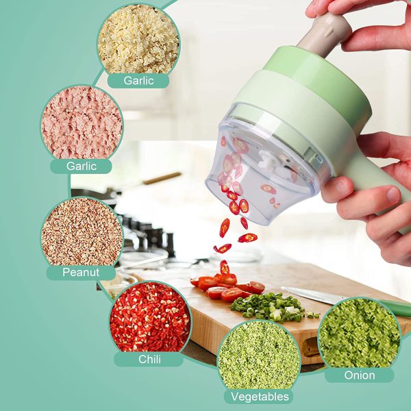 5 In 1 Handheld Hammer Electric Vegetable Cutter Set Mini Wireless Food Choppers Garlic Vegetable Chopper Slicer Machine ( Random Color)