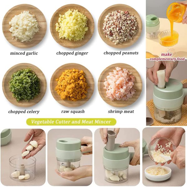 5 In 1 Handheld Hammer Electric Vegetable Cutter Set Mini Wireless Food Choppers Garlic Vegetable Chopper Slicer Machine ( Random Color)