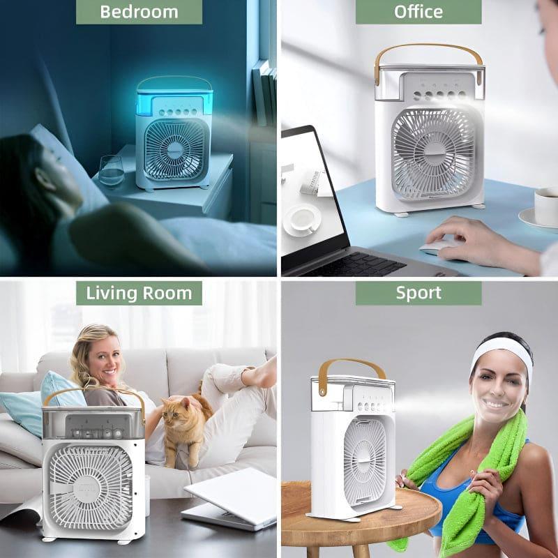 Portable Air Conditioner Fan Usb Electric Fan With Led Night Light, Fine Mist Water, And Humidifier Function | Led Night Light Water Mist – Random Color 12 Inch