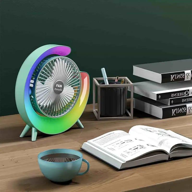 RGB Desktop Portable Floor Mounted Fan with LIght