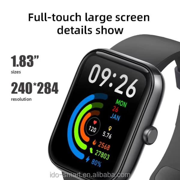H20 Smartwatch Made In Dubai – Waterproof Fitness Tracker With Heart Rate Monitor, Blood Pressure, Sleep Tracking, Step Counter, Touchscreen Sports Watch For Men And Women – Black Color
