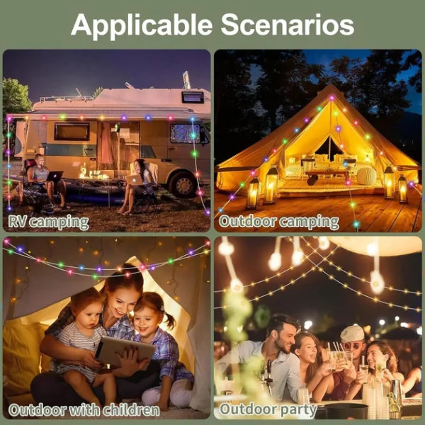 Hanging Lantern With Garland, Camping Atmospheric Garland, Rechargeable Led Garland 9 M