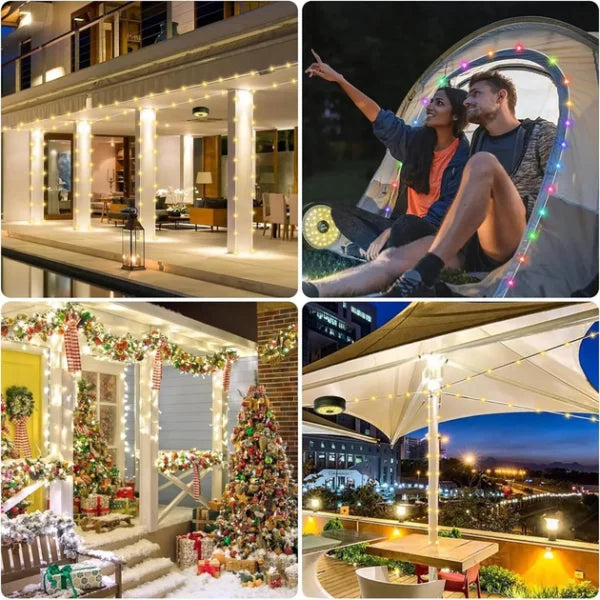 Hanging Lantern With Garland, Camping Atmospheric Garland, Rechargeable Led Garland 9 M