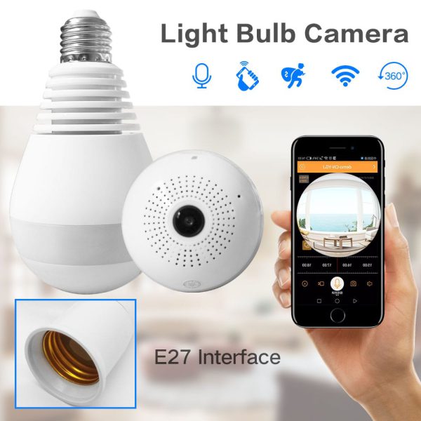 Cameras / Ip Wireless Panoramic Light Bulb Camera 1080p Hd 2mp With V380 Pro App