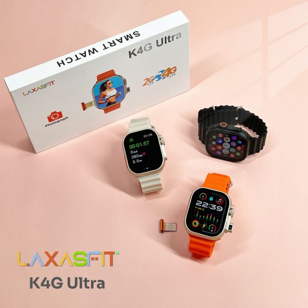 K4g Ultra Smart Watch – With Sim Support & Built-in Camera Smart Watch | Rubber Strap Support Sim Card | Sport Smart Watch | Bold Design (random Color)
