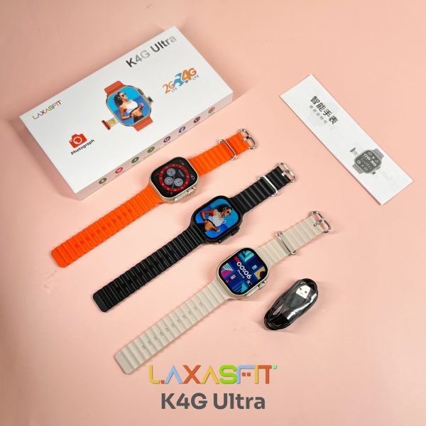 K4g Ultra Smart Watch – With Sim Support & Built-in Camera Smart Watch | Rubber Strap Support Sim Card | Sport Smart Watch | Bold Design (random Color)