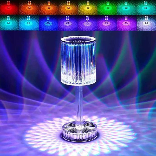 Rgb Crystal Touch Table Lamp Led Night Light Bedside Lamp With Usb Charging Port For Living Room Bedroom
