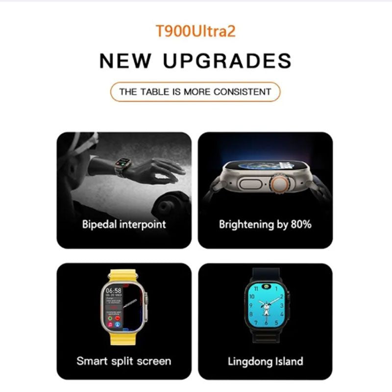 T20 ultra2 with 4 Strap Series 9 Gesture Operation Bluetooth Call Smartwatch Wireless Charging HD Big Screen Fitness Watch