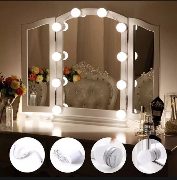 Vanity Light Led Bulbs For Makeup Mirror Stand 10 Bulbs With 3 Light Modes