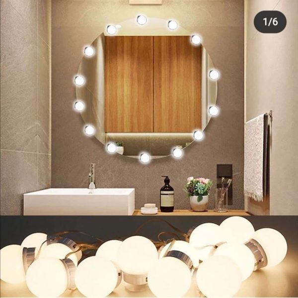 Vanity Light Led Bulbs For Makeup Mirror Stand 10 Bulbs With 3 Light Modes