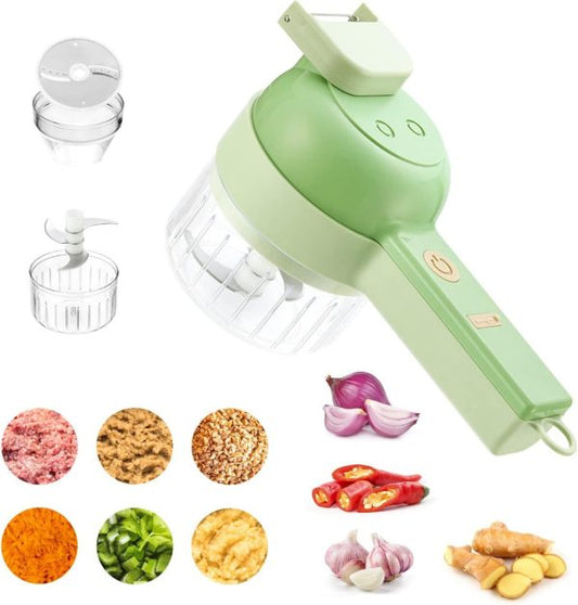 5 In 1 Handheld Hammer Electric Vegetable Cutter Set Mini Wireless Food Choppers Garlic Vegetable Chopper Slicer Machine ( Random Color)