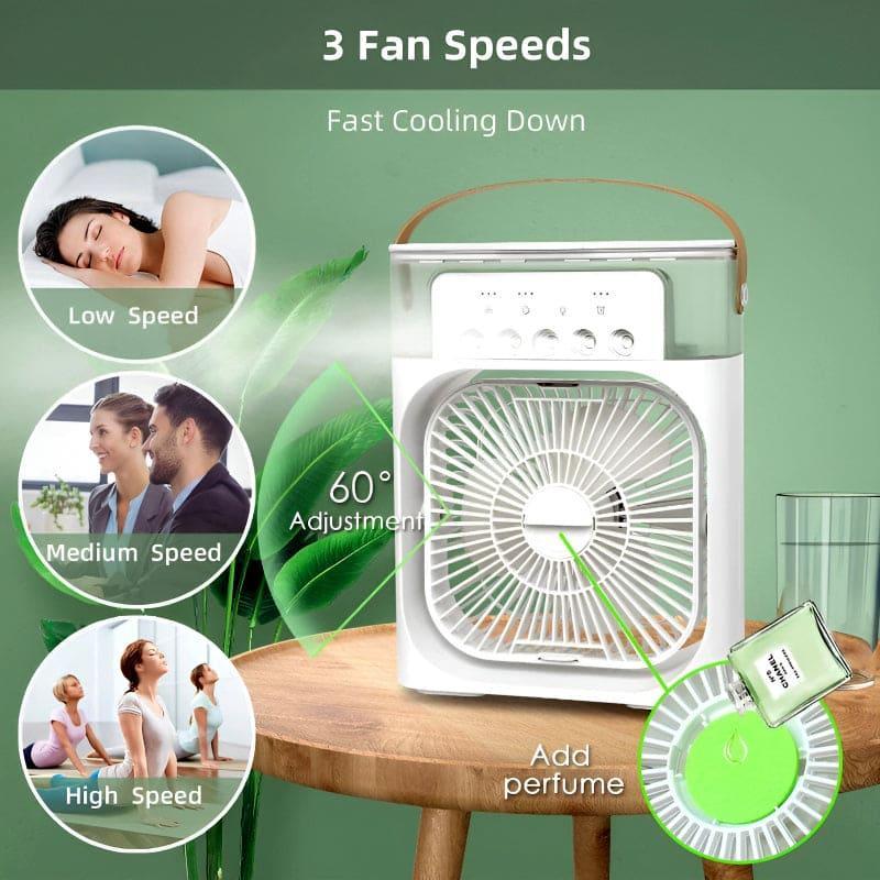 Portable Air Conditioner Fan Usb Electric Fan With Led Night Light, Fine Mist Water, And Humidifier Function | Led Night Light Water Mist – Random Color 12 Inch