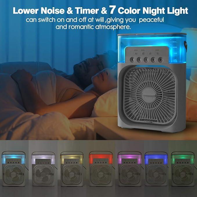Portable Air Conditioner Fan Usb Electric Fan With Led Night Light, Fine Mist Water, And Humidifier Function | Led Night Light Water Mist – Random Color 12 Inch
