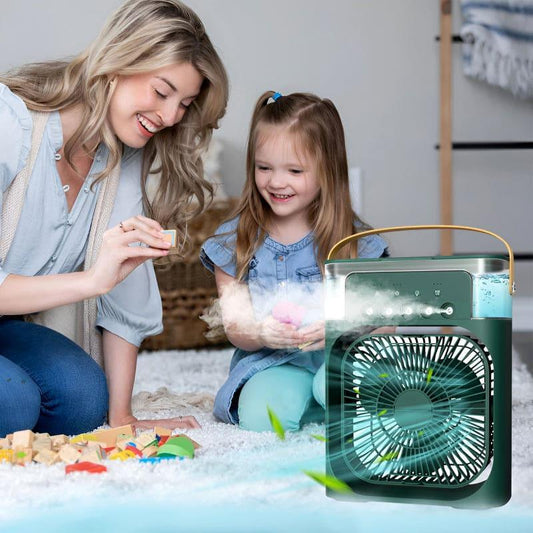 Portable Air Conditioner Fan Usb Electric Fan With Led Night Light, Fine Mist Water, And Humidifier Function | Led Night Light Water Mist – Random Color 12 Inch