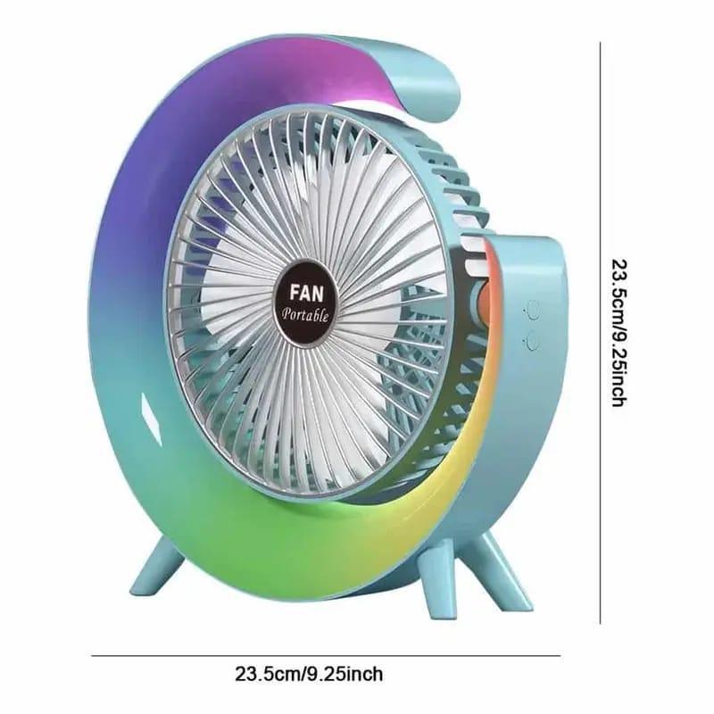 RGB Desktop Portable Floor Mounted Fan with LIght
