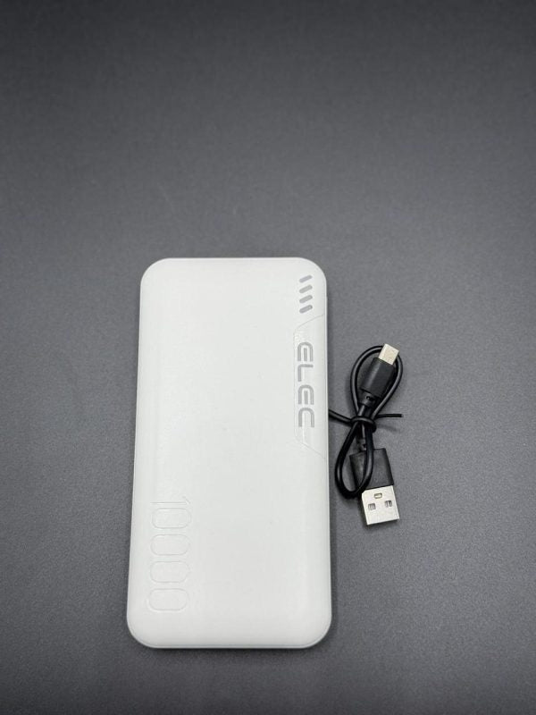 Elec 10,000mah Fast Charging Power Bank – White | Dual Type-a & Type-c Output | With Box