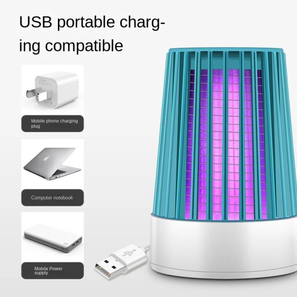 Electric Shock Uv Mosquito Killer Lamp – Usb Bugs Zapper Light, Non Toxic And No Radiation Lamp(random Color )
