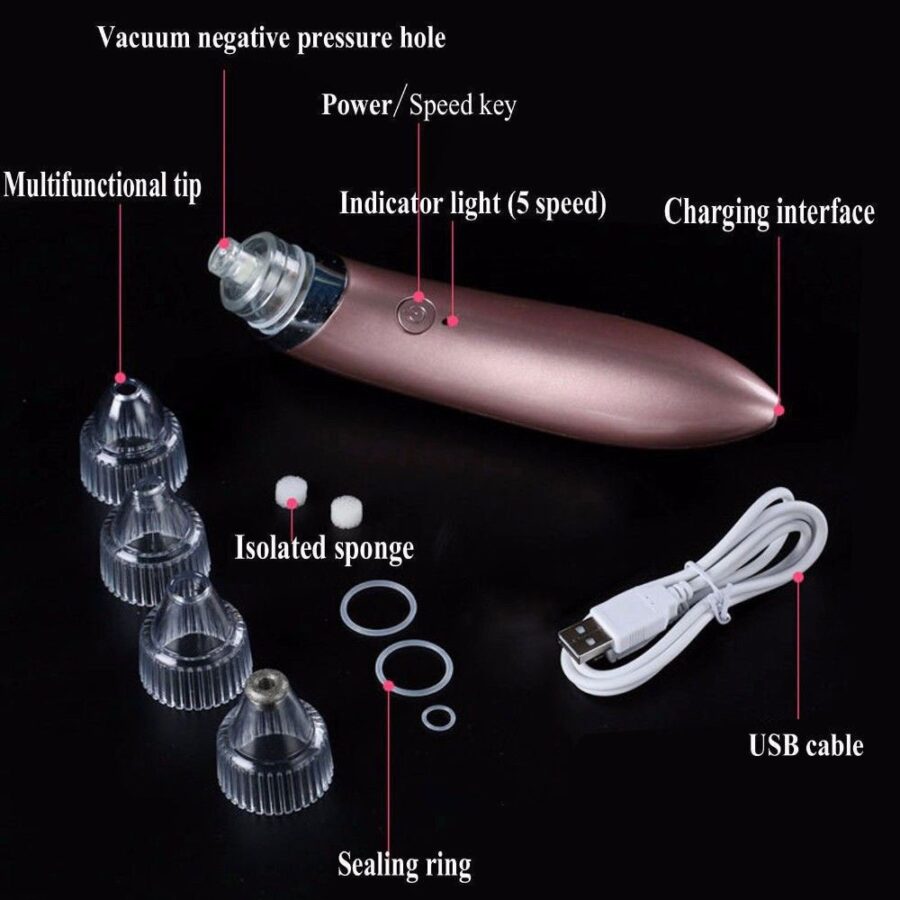Blackhead Remover Face Acne Black Dot Pimple Electric Blackhead Vacuum Cleaner Pore Skin Care Tools Machine 4 Replacement Head
