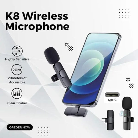 K8 Wireless Lavalier Microphone With Type-c Connector – Noise-canceling Clip-on Collar Mic For Android Smartphones, Tablets, And Usb-c Devices – Ideal For Vlogging, Interviews, And Content Creation