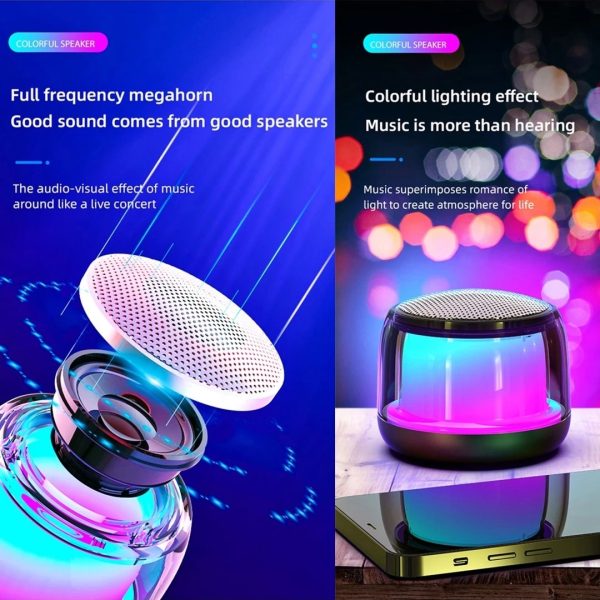Mini Bluetooth Wireless Portable Speaker With Led Light & High Bass Sound | Best Quality Rgb Light Speaker – Portable Bluetooth Speaker