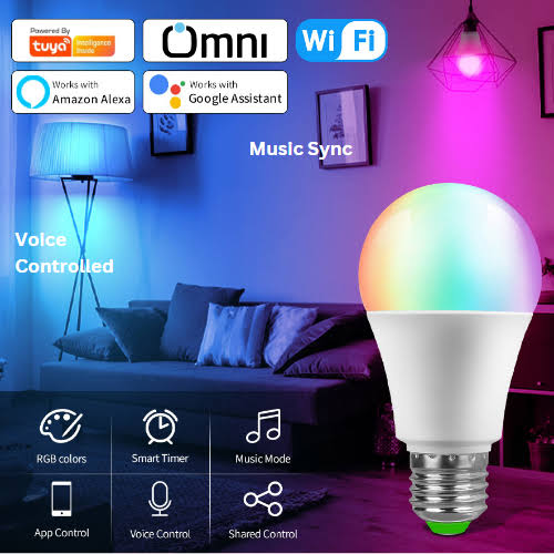 Color Changing Smart Wifi Rgb Led Bulb, Dim-able And Color Changing – Voice Controlled, 13watt – 220v Led Smart Rgb Bulb,