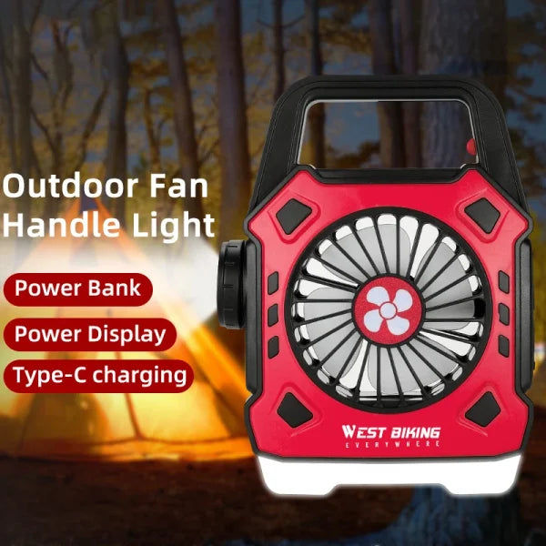 Versatile Camping Lights Outdoor Mini Electric Fan Rechargeable Flashlight Emergency Power Bank For Hiking Fishing (random Color)