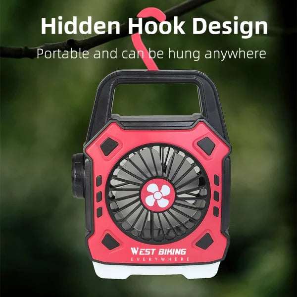 Versatile Camping Lights Outdoor Mini Electric Fan Rechargeable Flashlight Emergency Power Bank For Hiking Fishing (random Color)