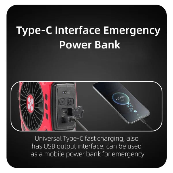 Versatile Camping Lights Outdoor Mini Electric Fan Rechargeable Flashlight Emergency Power Bank For Hiking Fishing (random Color)